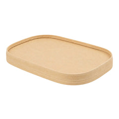 Bio Tek Oval Kraft Paper Lid - Fits 17, 22, 25 And 34 oz Serving Container - 6 3/4