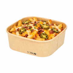 Bio Tek 17 oz Square Kraft Paper Take Out Container - 5