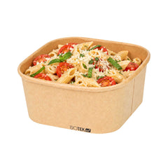Bio Tek 22 oz Square Kraft Paper Take Out Container - 5