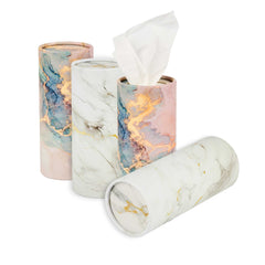 Luxenap White and Pink Paper Cup Holder Car Tissue Box - Marble Design, 2-Ply - 6 1/2