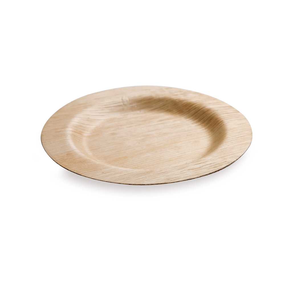 Bambuddha Round Natural Bamboo Medium Plate - 6" x 6" - 1000 count box