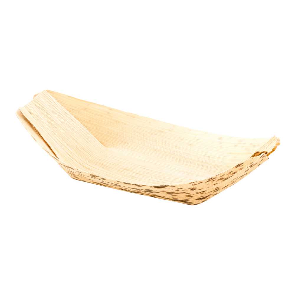 Bambuddha Natural Bamboo Medium Food Tray / Boat - 7 1/4" x 3 1/2" x 1 3/4" - 1800 count box