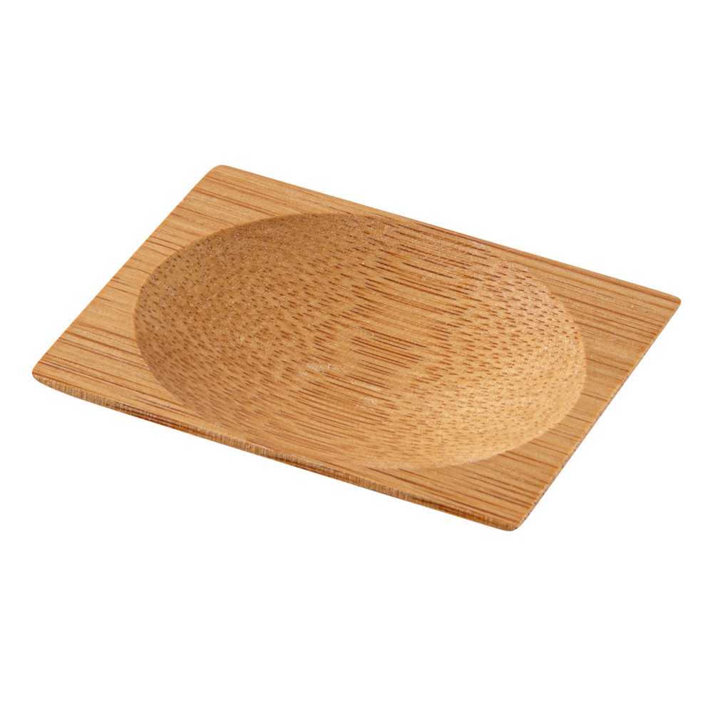 Bambuddha Rectangle Natural Bamboo Dish - 3" x 2 1/4" x 1/2" - 1000 count box