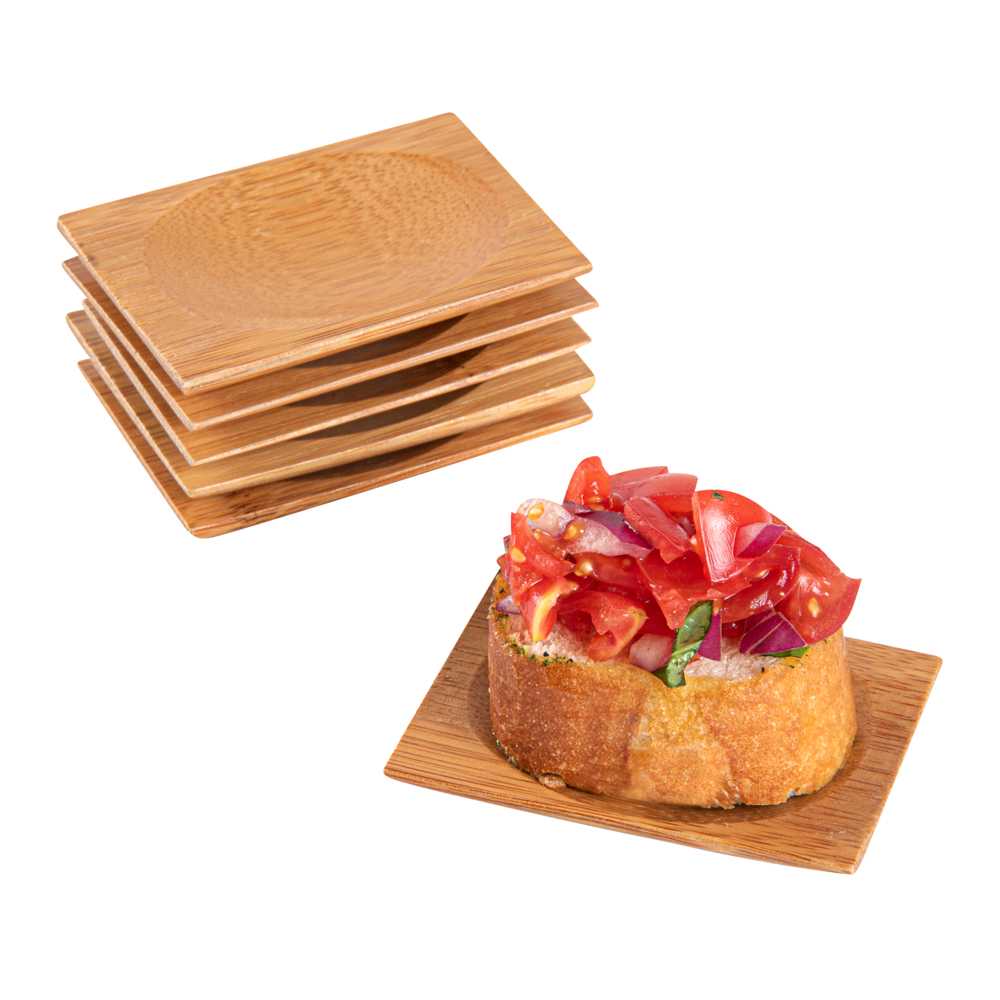 Bambuddha Rectangle Natural Bamboo Dish - 3" x 2 1/4" x 1/2" - 1000 count box
