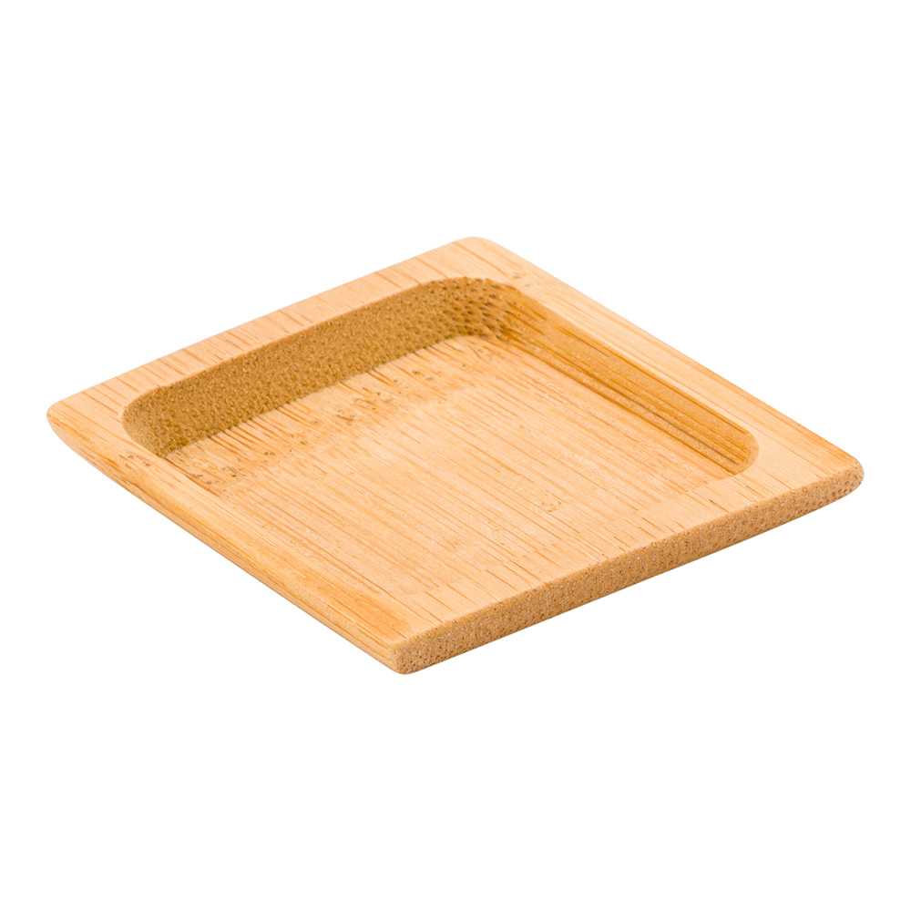 Bambuddha Square Natural Bamboo Carved Plate - 2 1/2" x 2 1/2" x 1/2" - 1000 count box