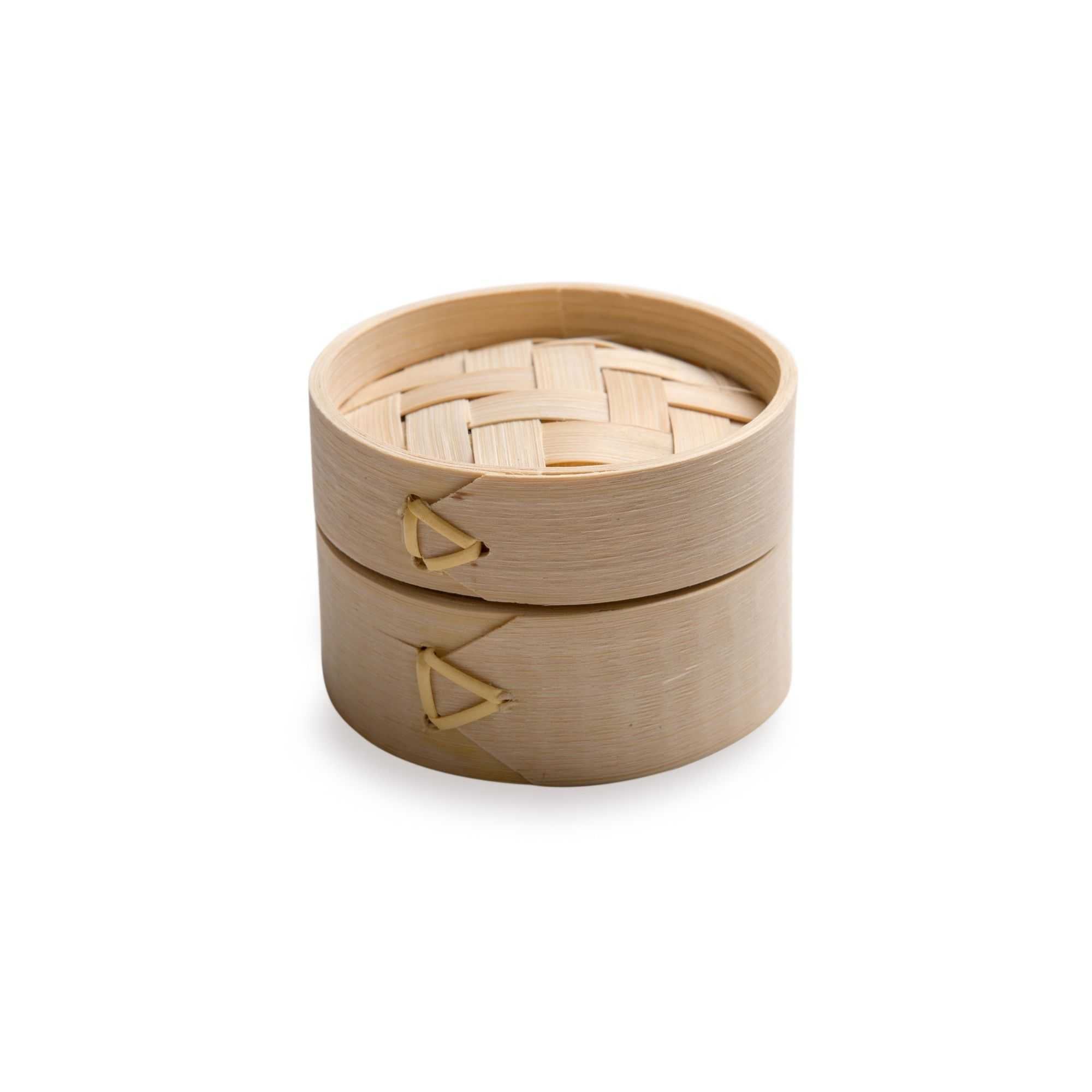 Bambuddha 2 oz Round Natural Bamboo Mini Steamer - 3 1/4" x 3 1/4" x 2" - 500 count box