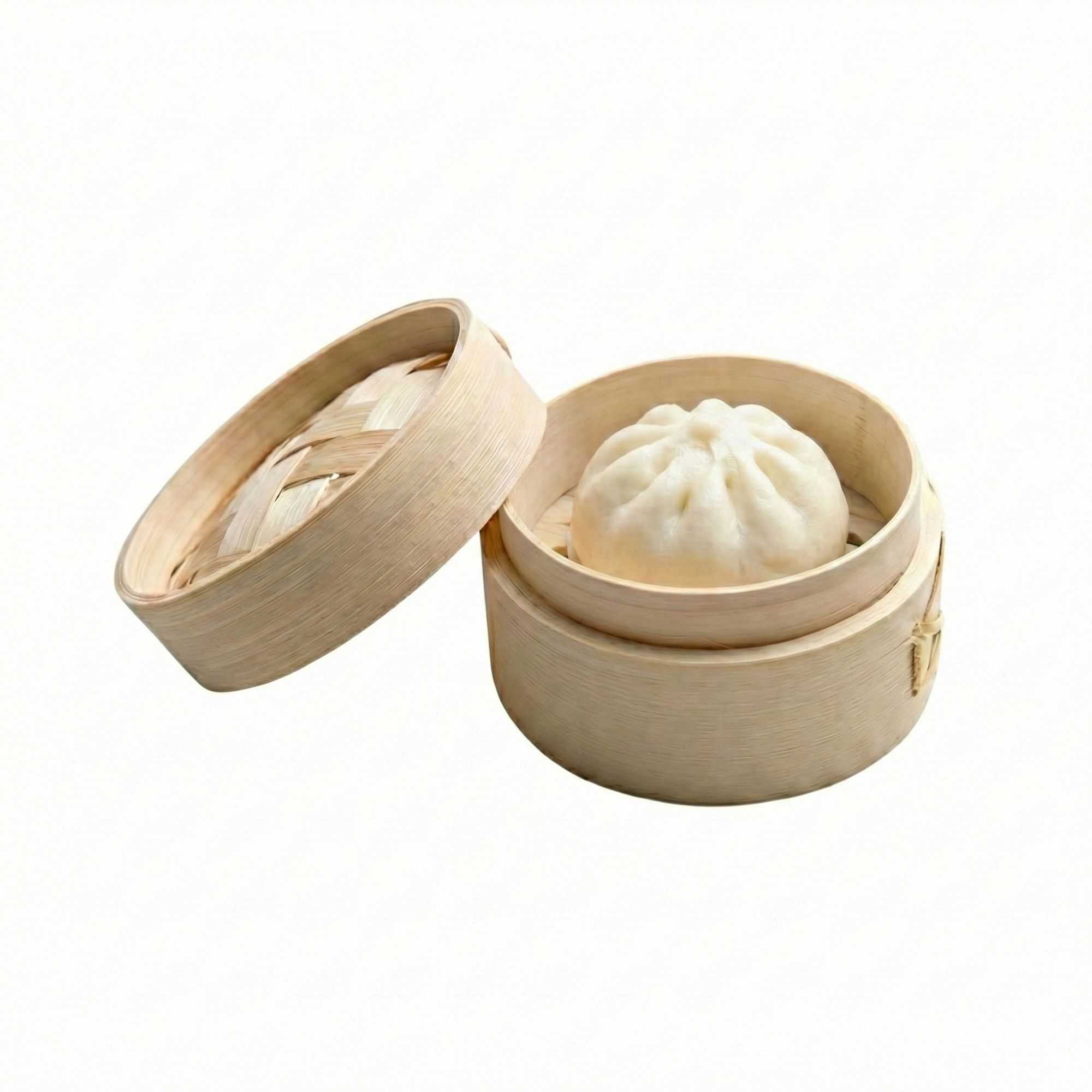 Bambuddha 2 oz Round Natural Bamboo Mini Steamer - 3 1/4" x 3 1/4" x 2" - 500 count box