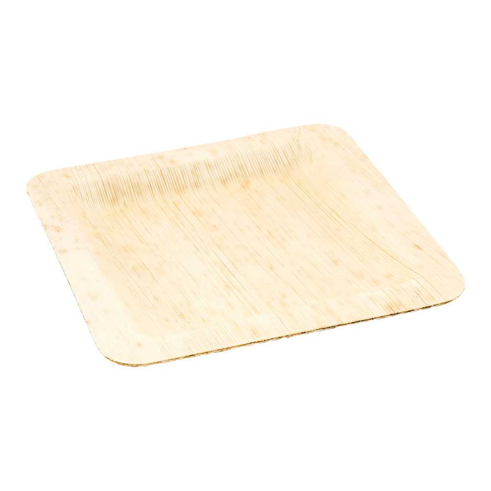 Bambuddha Square Natural Bamboo Medium Plate - 6" x 6" x 1/2" - 1000 count box