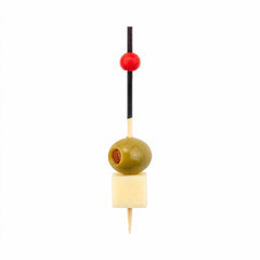 Pixy Black and Red Bamboo Short Mini Ball Pick - 2 1/2