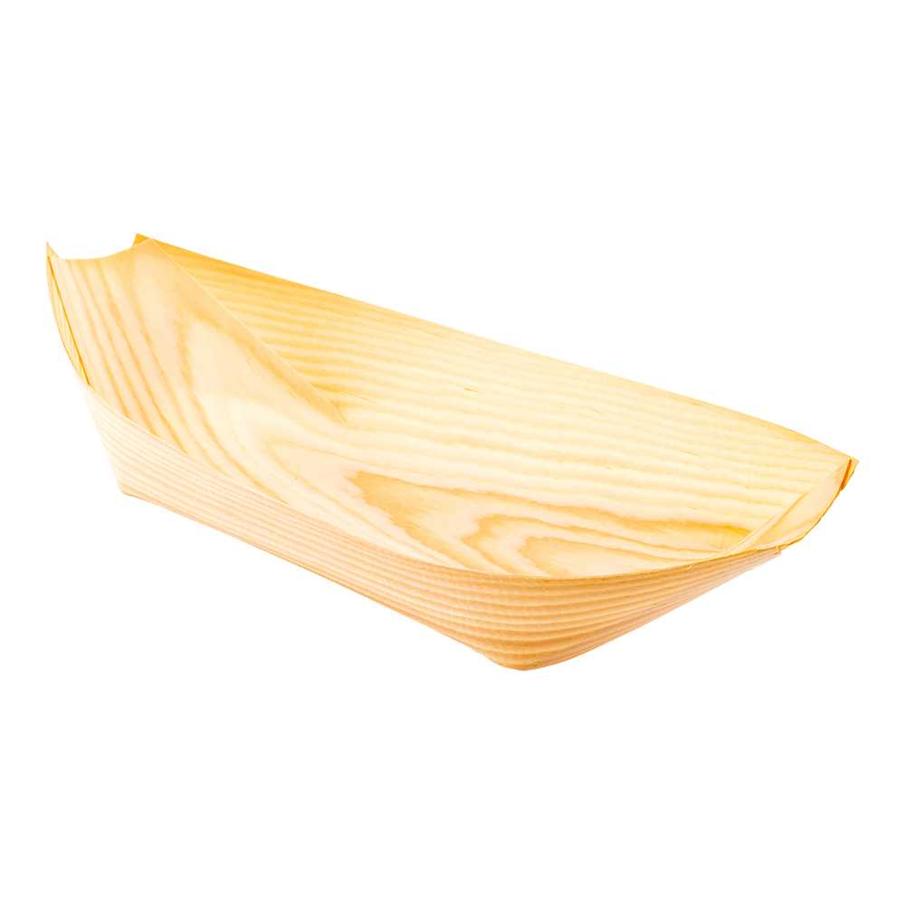 Taipei Natural Pinewood Large Food Tray / Boat - 8 3/4" x 4" x 3/4" - 1200 count box