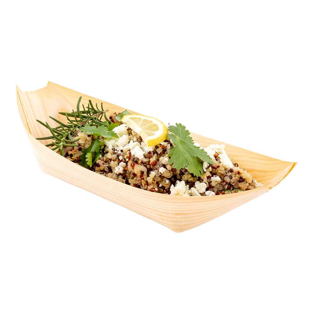 Taipei Natural Pinewood Large Food Tray / Boat - 8 3/4" x 4" x 3/4" - 1200 count box