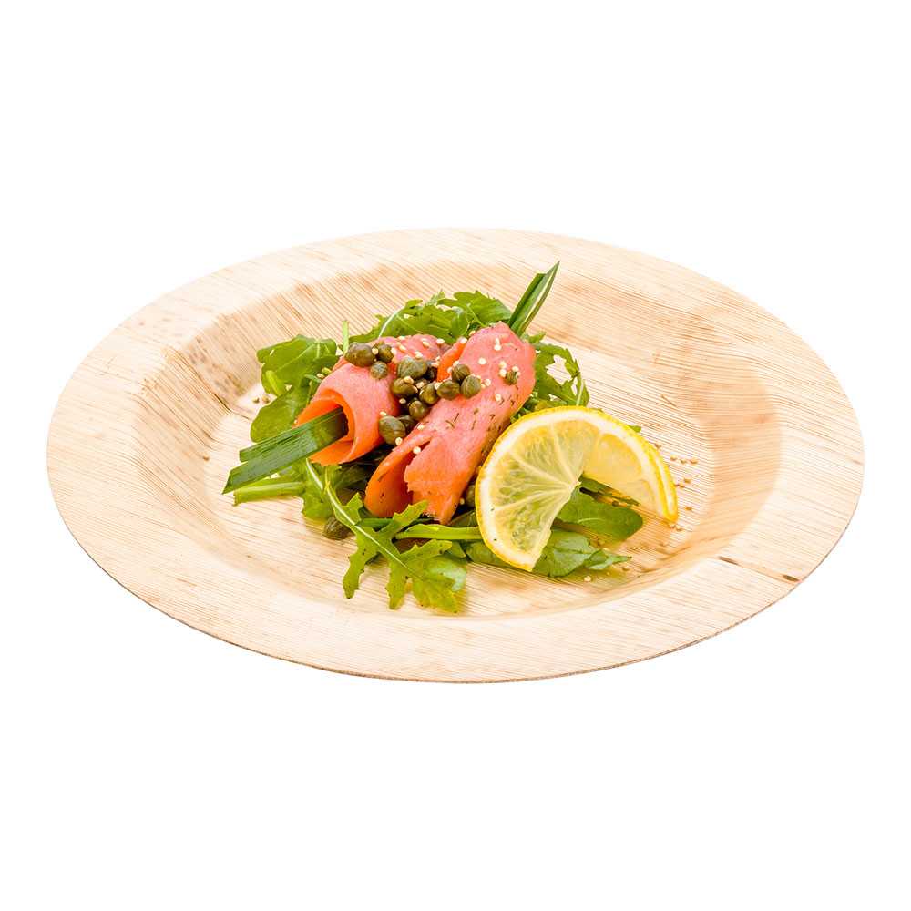 Bambuddha Round Natural Bamboo Plate - 9" x 9" x 1/2" - 500 count box
