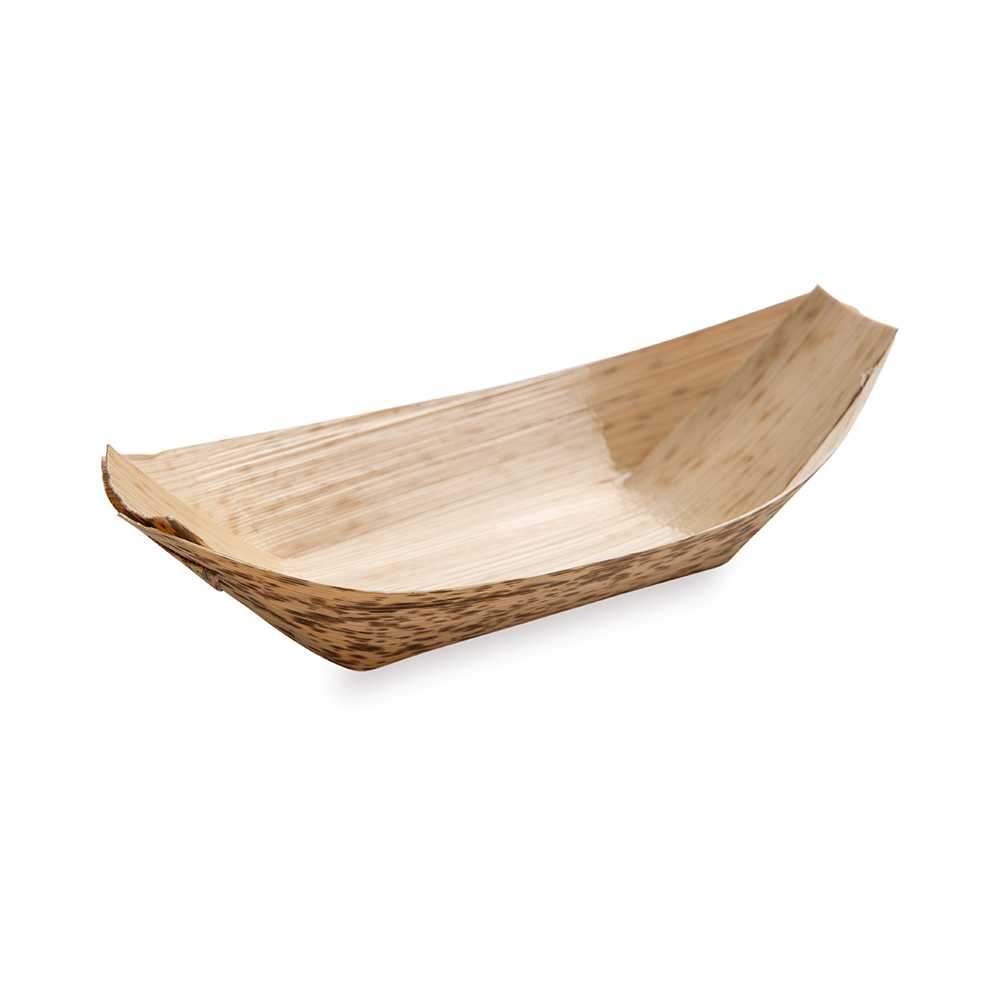 Bambuddha Natural Bamboo Large Food Tray / Boat - 8 1/2" x 4" x 3/4" - 1200 count box