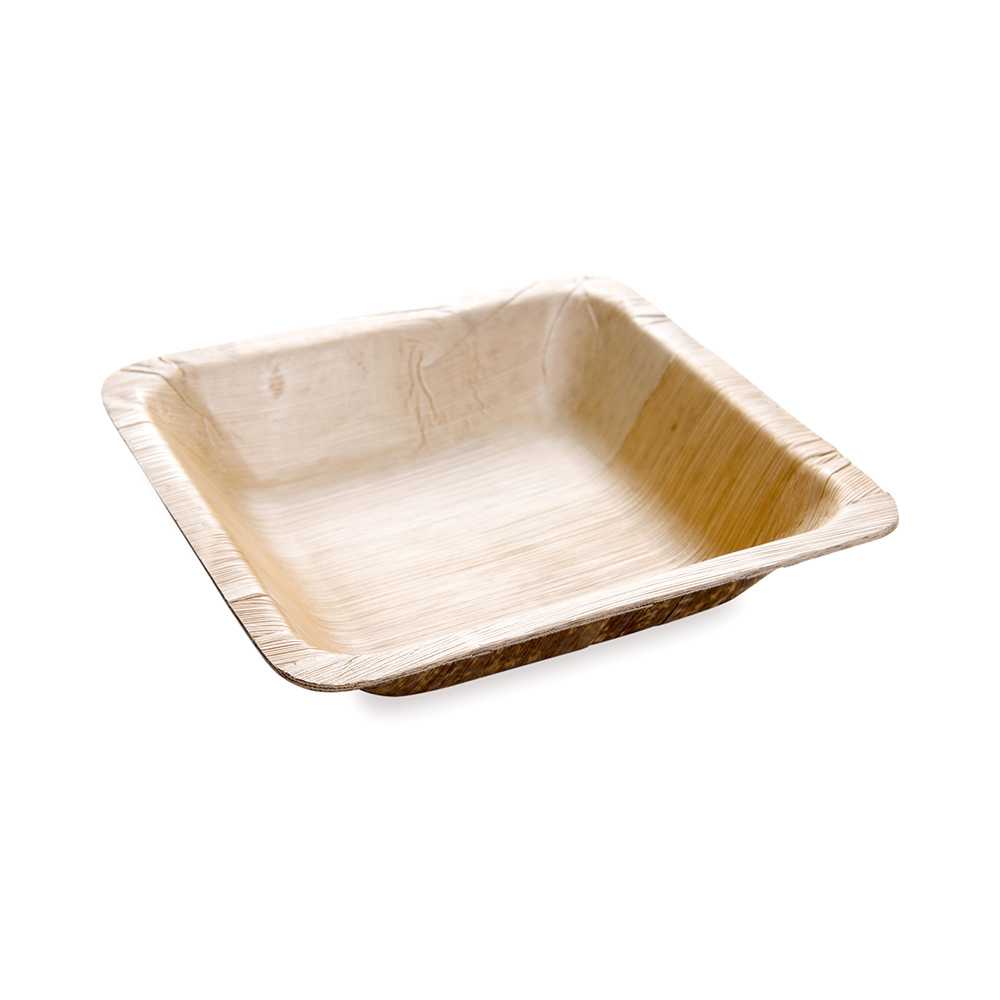 Bambuddha Square Natural Bamboo Leaf Salad Plate - 7" x 1 1/2" x 7" - 300 count box