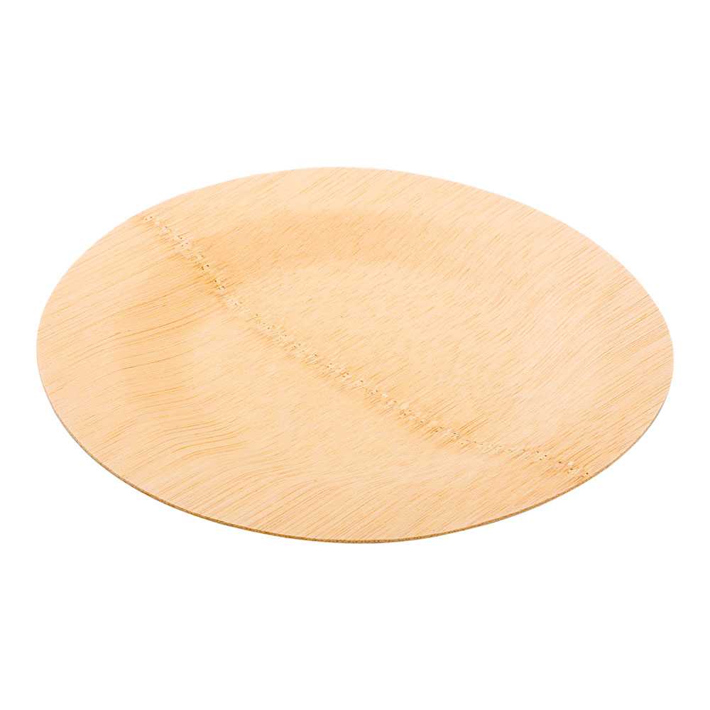 Bambuddha Round Natural Bamboo Medium Veneer Plate - 7" x 7" x 1/2" - 400 count box