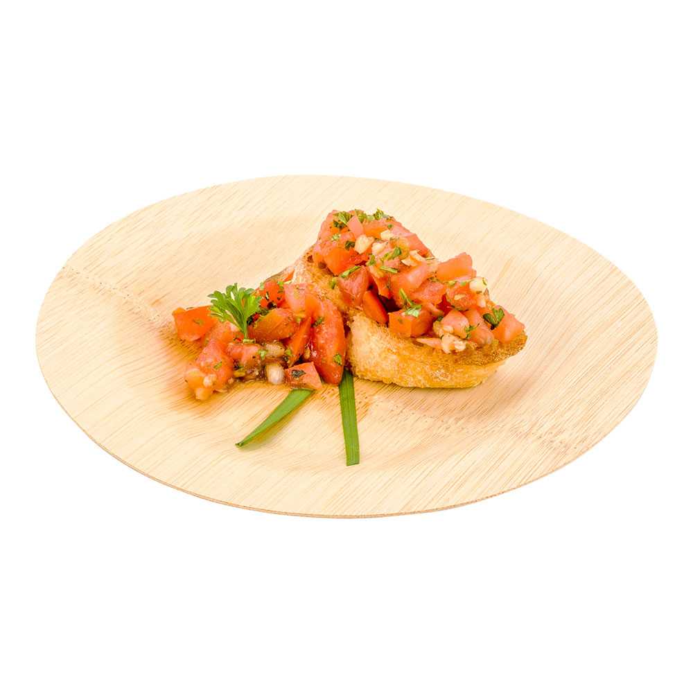 Bambuddha Round Natural Bamboo Medium Veneer Plate - 7" x 7" x 1/2" - 400 count box