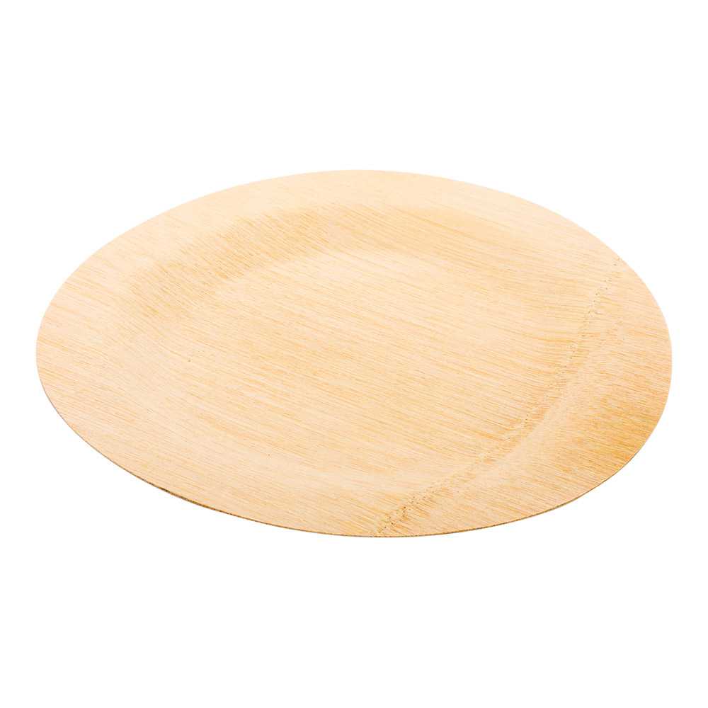 Bambuddha Round Natural Bamboo Large Veneer Plate - 9" x 9" x 1/2" - 400 count box