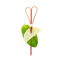 Red Bamboo Heart Pick - Handmade - 4 3/4