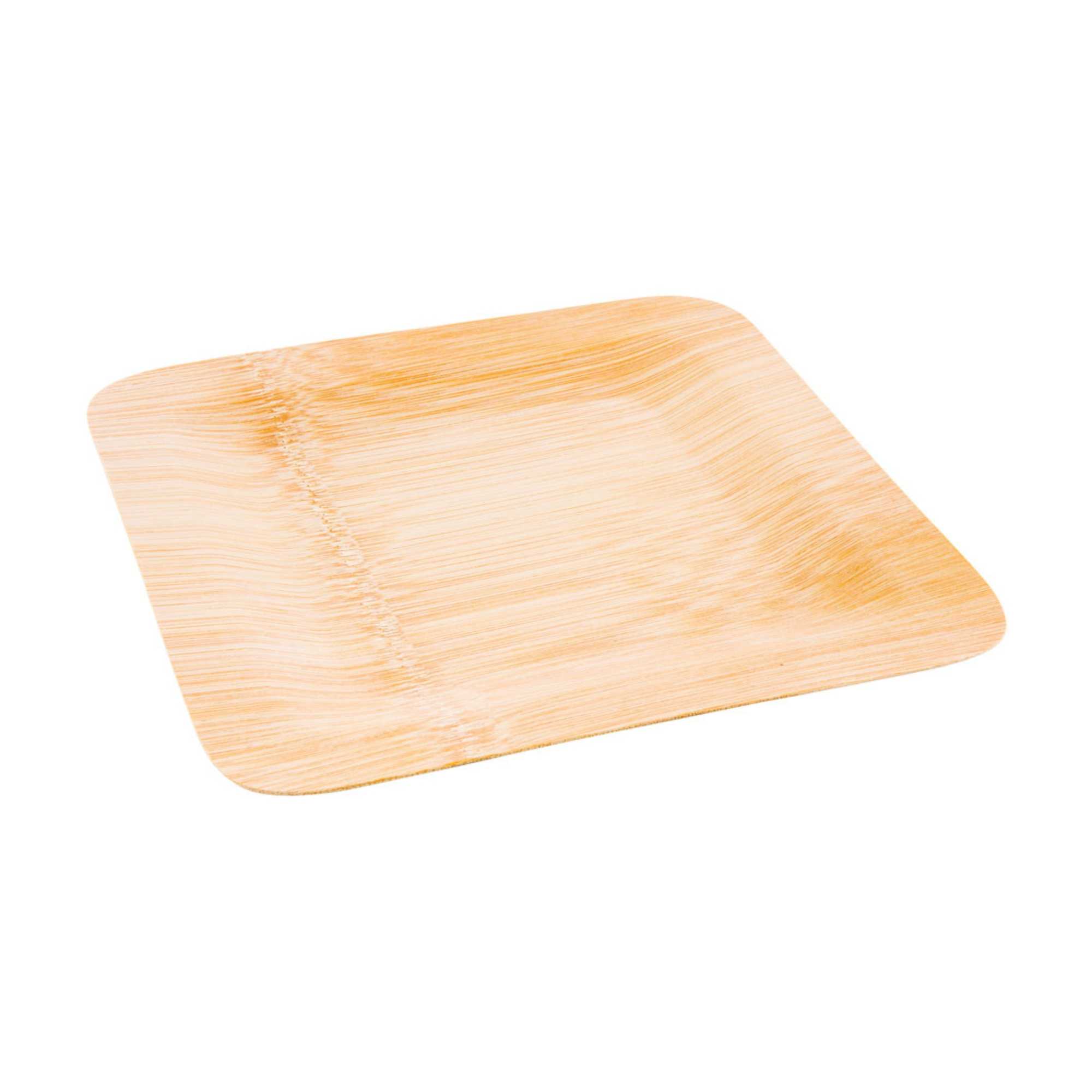 Bambuddha Square Natural Bamboo Large Veneer Plate - 9" x 9" x 1/2" - 400 count box
