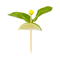 Yellow and White Bamboo Tennis Ball Skewer - Hand-Painted - 4