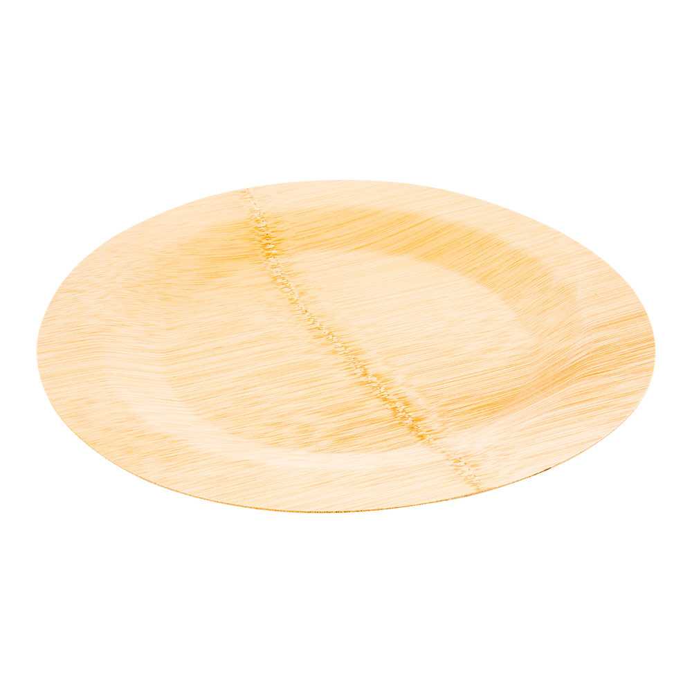 Bambuddha Round Natural Bamboo Veneer Dinner Plate - 11" x 11" x 1/2" - 400 count box