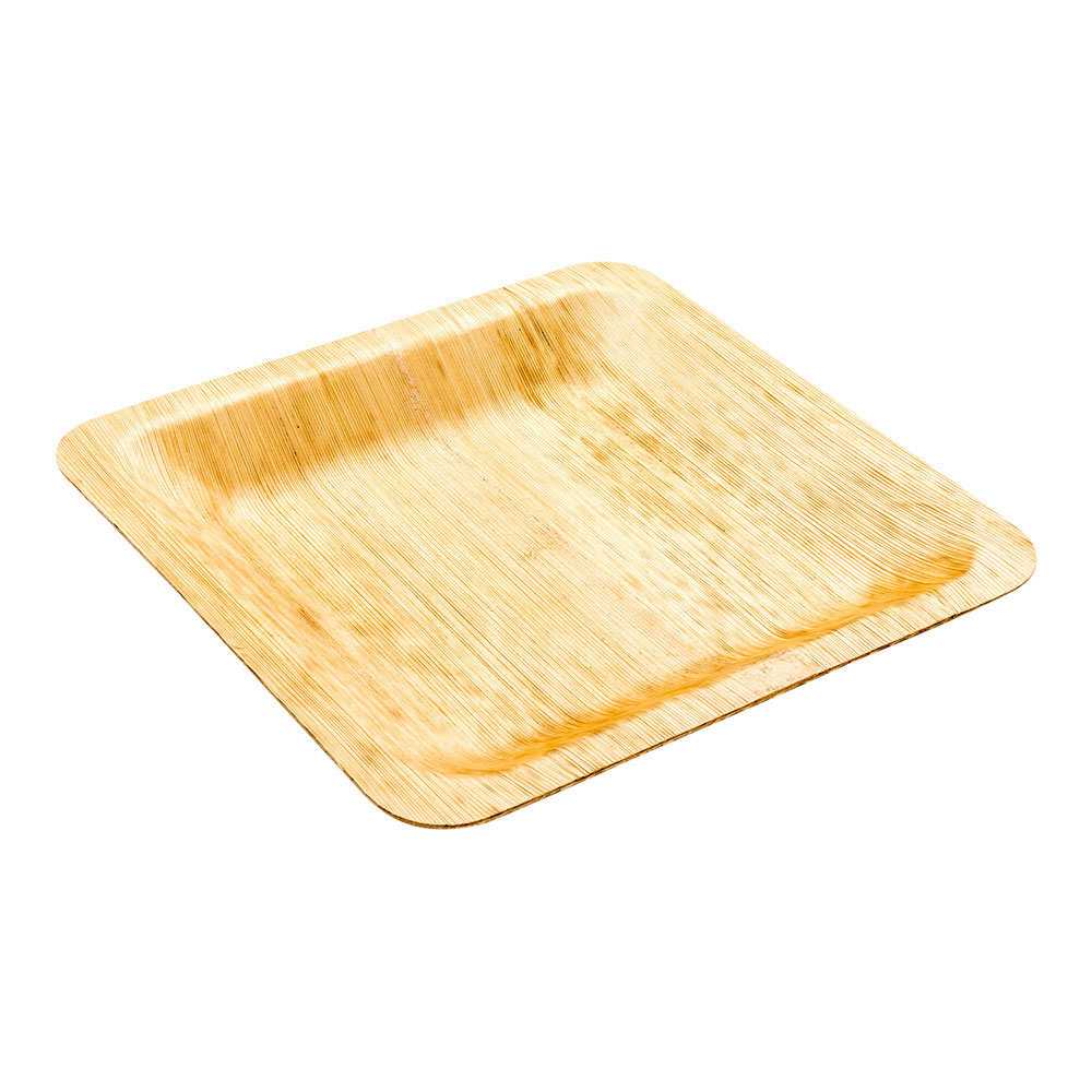 Bambuddha Square Natural Bamboo Leaf Large Plate - 8" x 8" x 1/2" - 500 count box