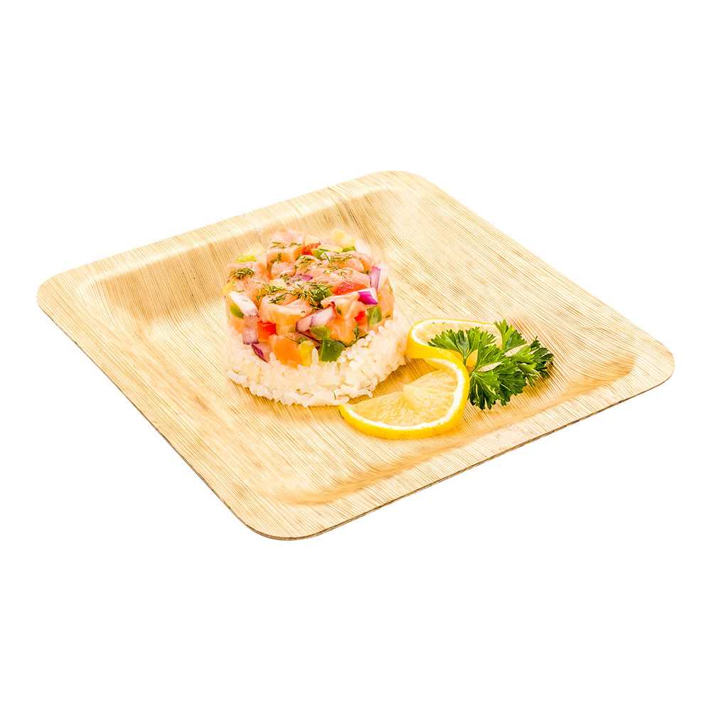 Bambuddha Square Natural Bamboo Leaf Large Plate - 8" x 8" x 1/2" - 500 count box