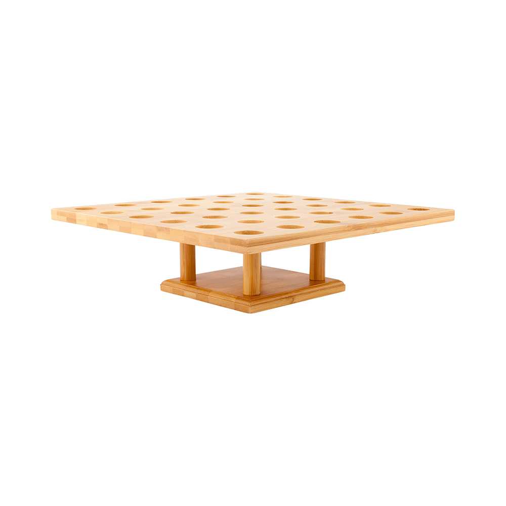 Bambuddha Square Natural Bamboo Cone Stand - 36 slots - 13 1/2" x 13 1/2" x 3 3/4" - 10 count box