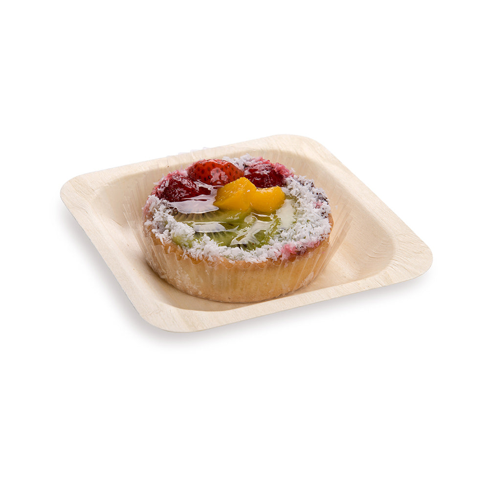 Taipei Square Natural Wood Plate - 4 1/2" x 4 1/2" x 1/2" - 200 count box