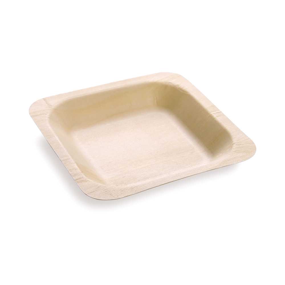 Taipei Square Natural Wood Plate - 4 1/2" x 4 1/2" x 1/2" - 2000 count box