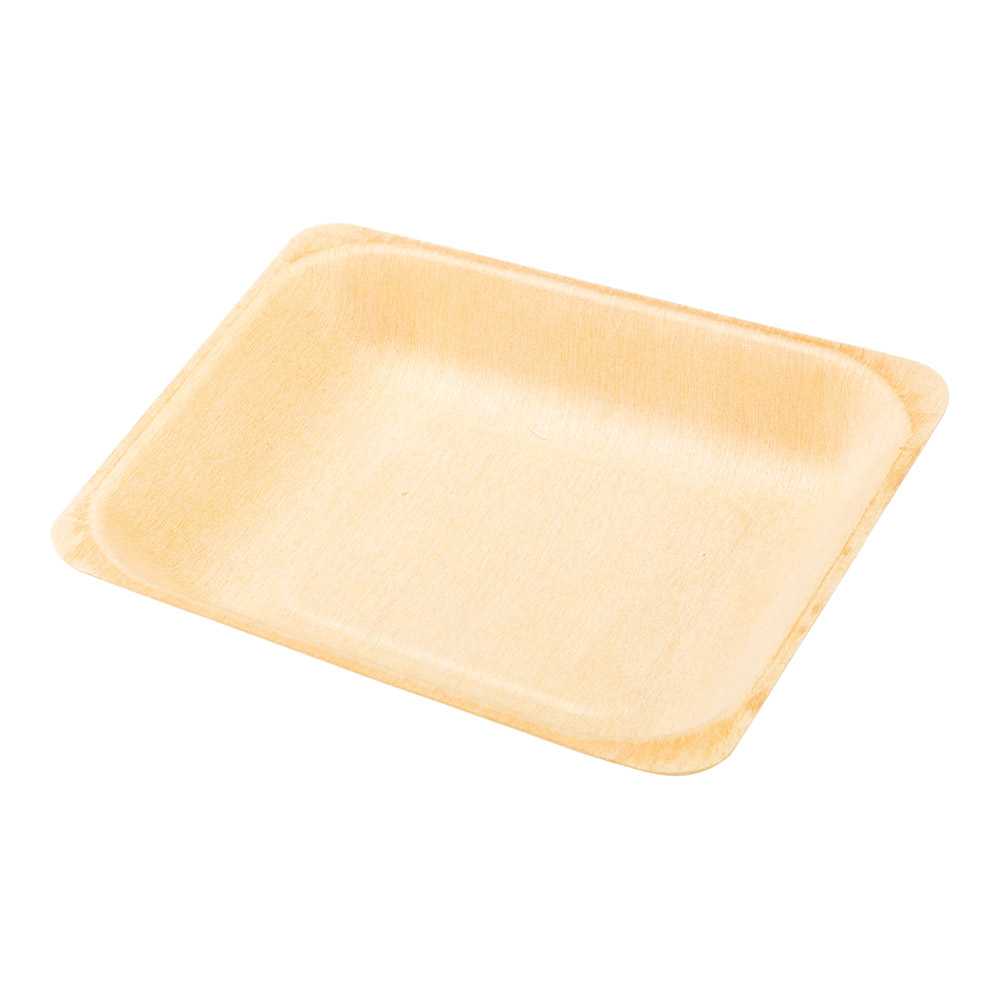 Taipei Square Natural Wood Plate - 5 1/2" x 5 1/2" x 1/2" - 2000 count box