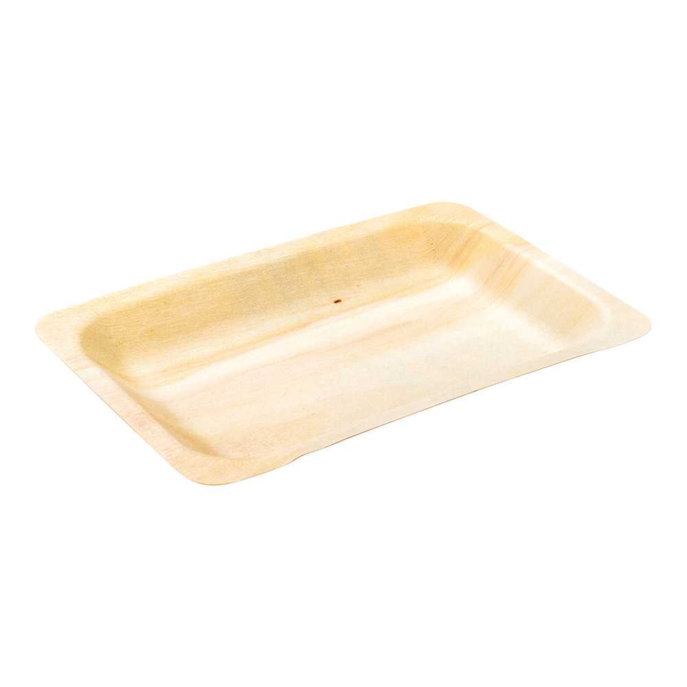 Taipei Rectangle Natural Wood Plate - 7 3/4" x 5" x 1/2" - 2000 count box