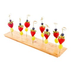 Pixy Rectangle Natural Bamboo Pick Stand / Skewer Holder - 20 holes - 16 1/2