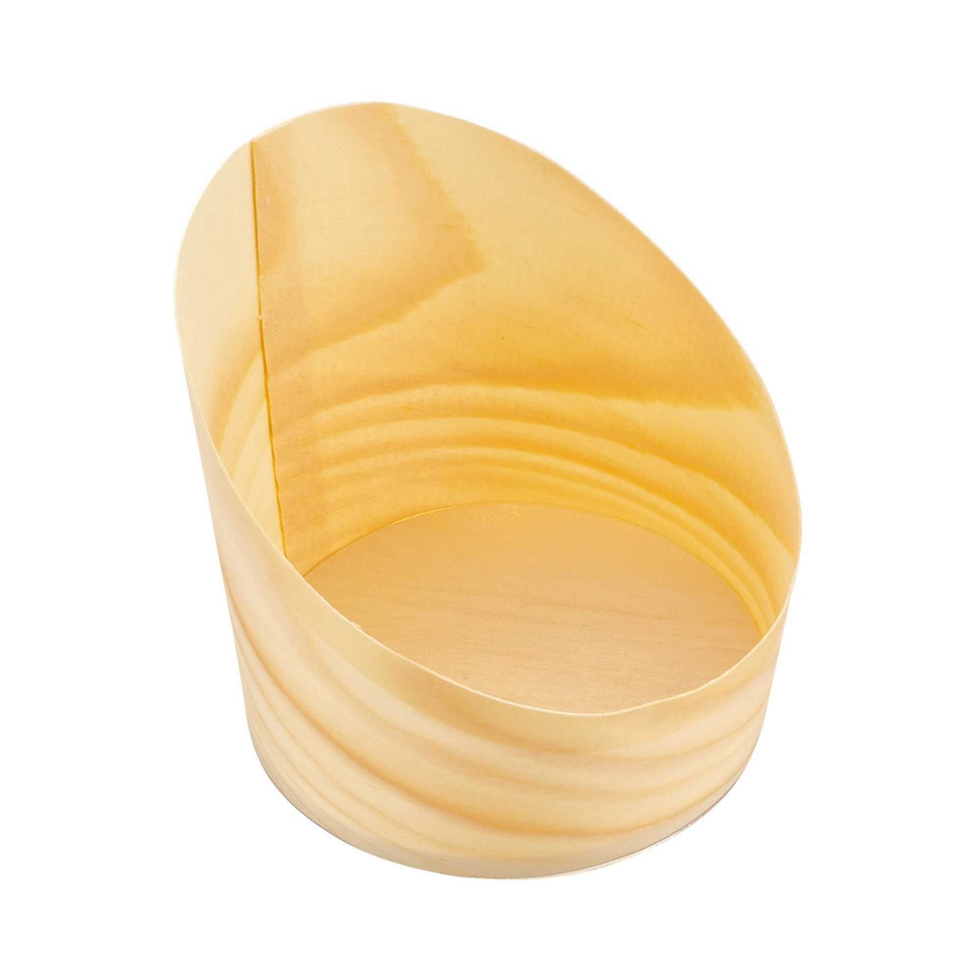 Taipei 7 oz Round Natural Wood Medium Incline Cup - 3 1/4" x 3 1/4" x 3 1/2" - 100 count box