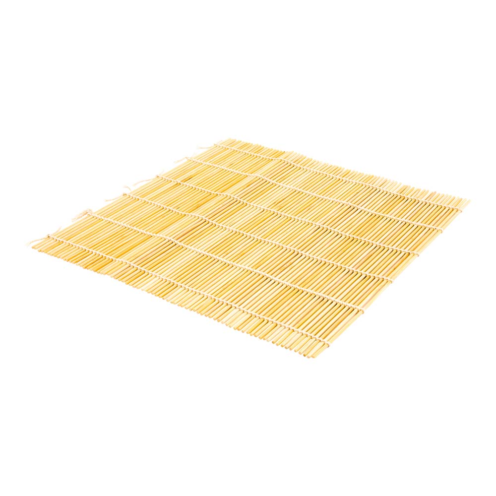 Bento Tek Square Natural Bamboo Sushi Mat - 10 1/2" x 10 1/2" - 1 count box