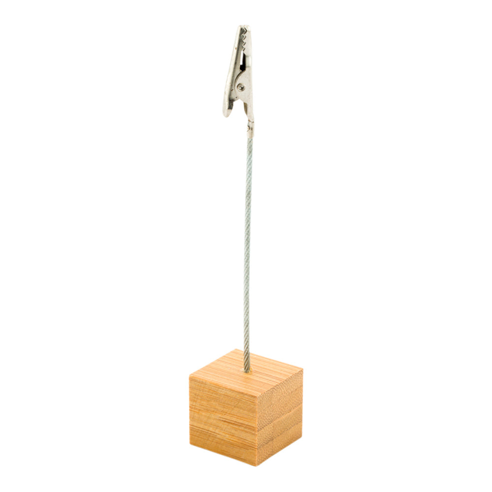 Bambuddha Natural Bamboo Name Card Holder - Metal Clip - 5" x 1" x 1" - 100 count box