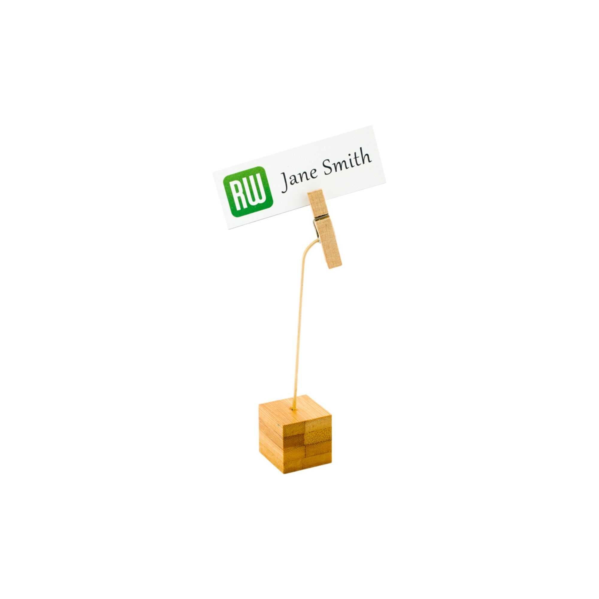 Bambuddha Natural Bamboo Name Card Holder - Wood Clip - 5" x 1" x 1" - 100 count box