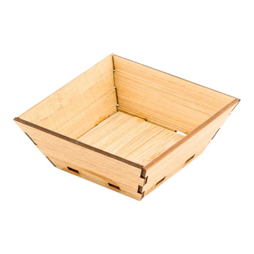 Bambuddha 1.5 oz Square Natural Bamboo Mini Kova Bowl - 2 1/2" x 2 1/2" x 1" - 1000 count box