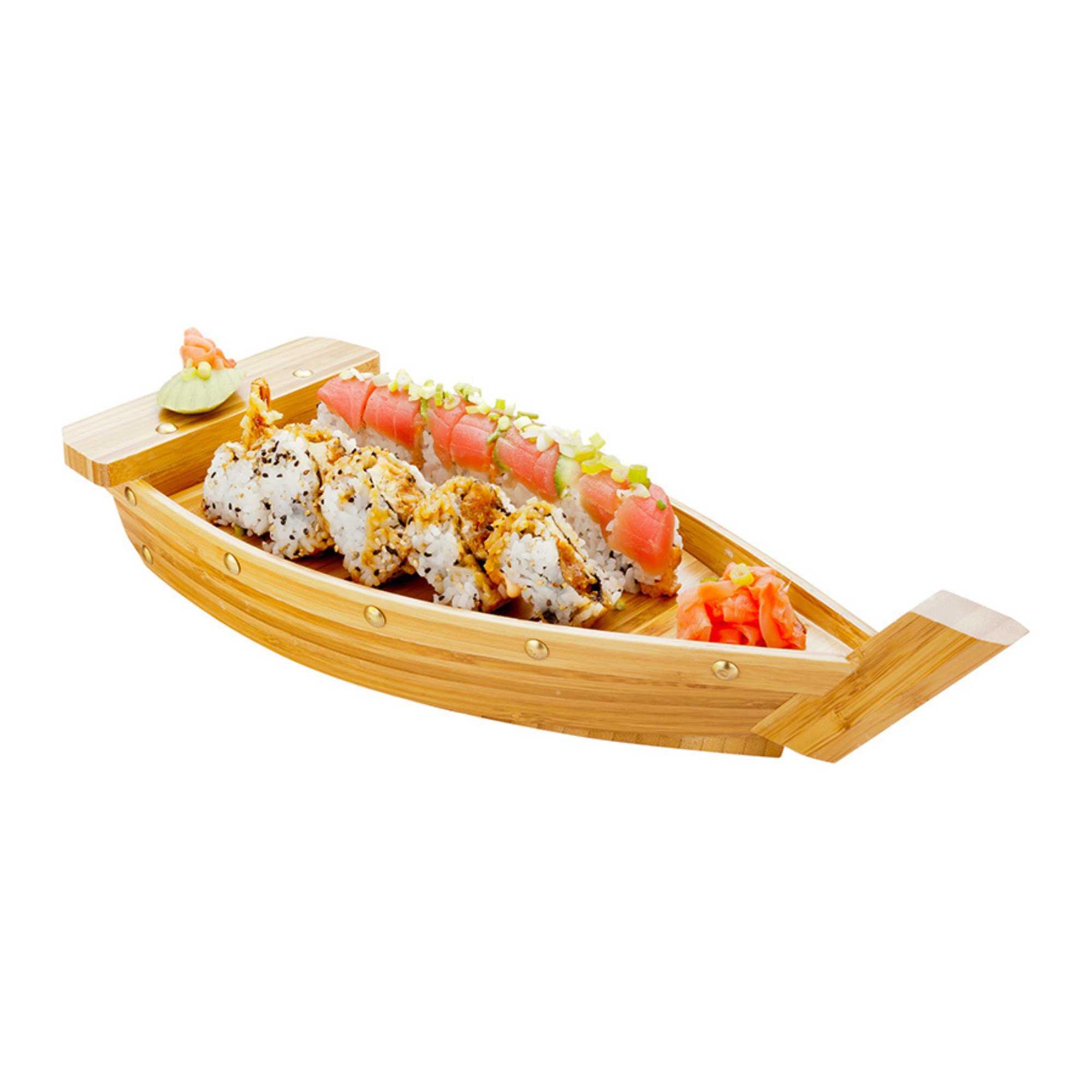 Bambuddha Natural Bamboo Large Sushi Boat - 17 1/4" x 5" x 3 1/2" - 1 count box