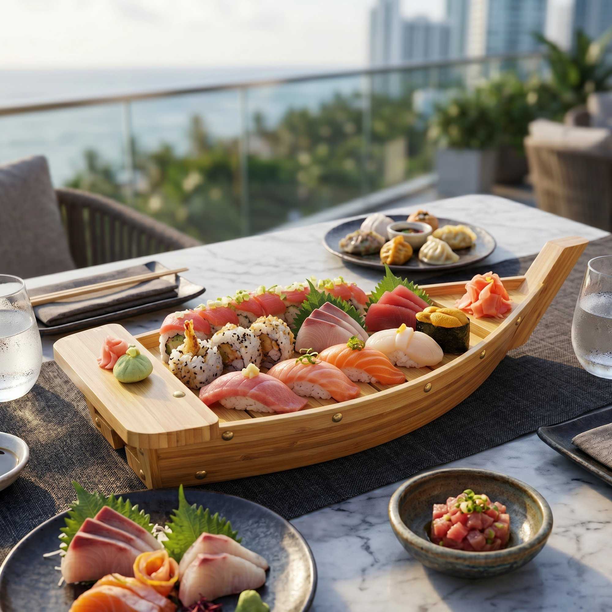 Bambuddha Natural Bamboo Large Sushi Boat - 17 1/4" x 5" x 3 1/2" - 1 count box