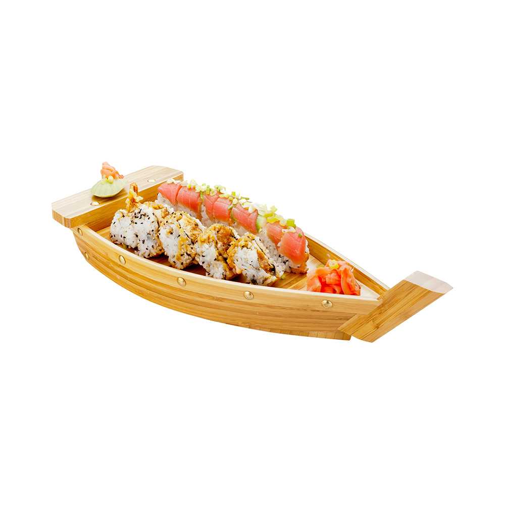 Bambuddha Natural Bamboo Large Sushi Boat - 17 1/4" x 5" x 3 1/2" - 10 count box