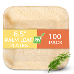 Indo Square Natural Palm Leaf Plate - 6 1/2