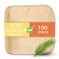 Indo 18 oz Square Natural Palm Leaf Bowl - 5 3/4