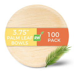 Indo 4 oz Round Natural Palm Leaf Bowl - 3 3/4