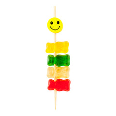 Yellow and Black Bamboo Smiley Face Skewer - 4