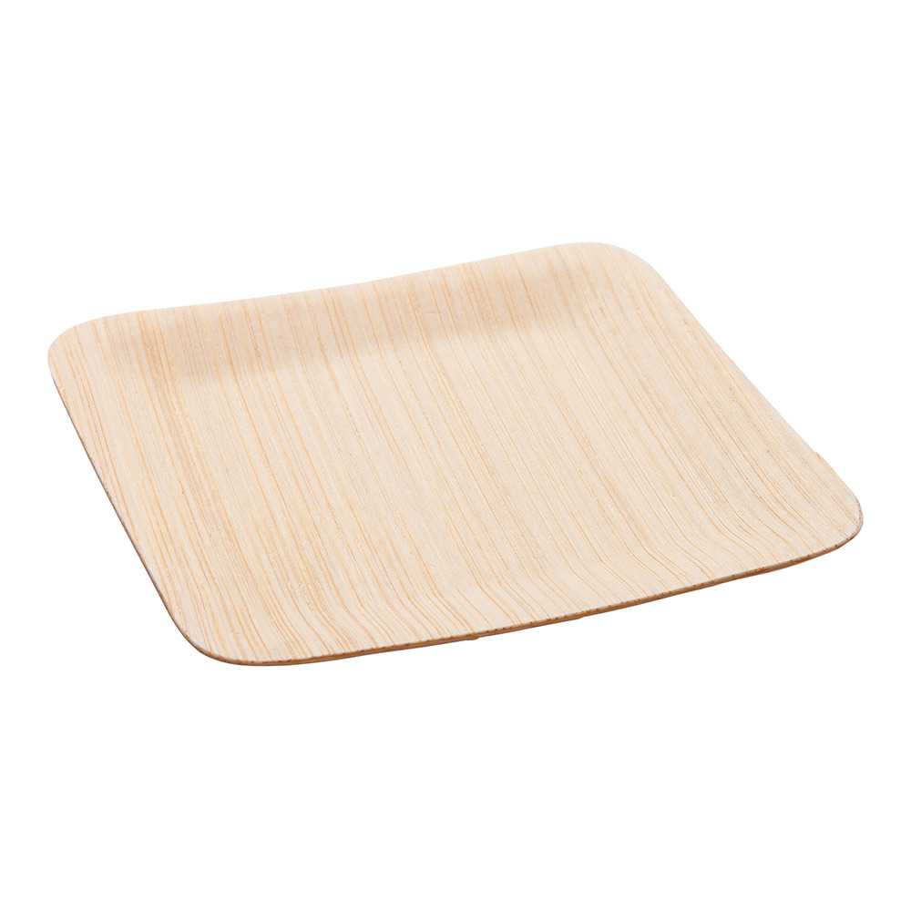 Bambuddha Square Natural Bamboo Veneer Plate - 3 1/2" x 3 1/2" x 1/2" - 1000 count box