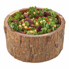 140 oz Round Natural Acacia Serving Bowl - Varnished, Bark Edges - 10