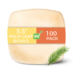 Midori 7 oz Square Natural Palm Leaf Small Bowl - 5 1/2