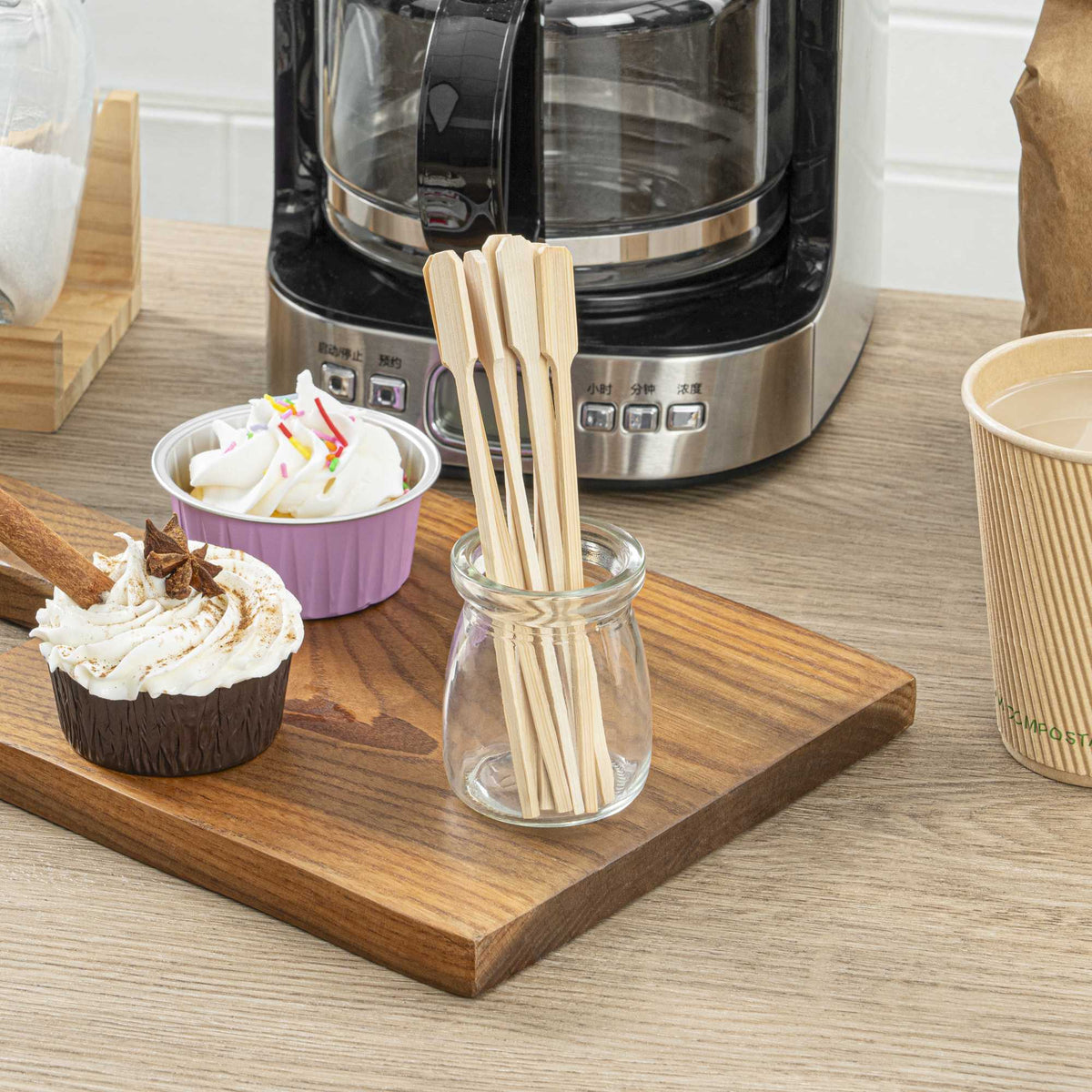 Restpresso Natural Bamboo Paddle Coffee Stirrer - 6" - 1000 count box