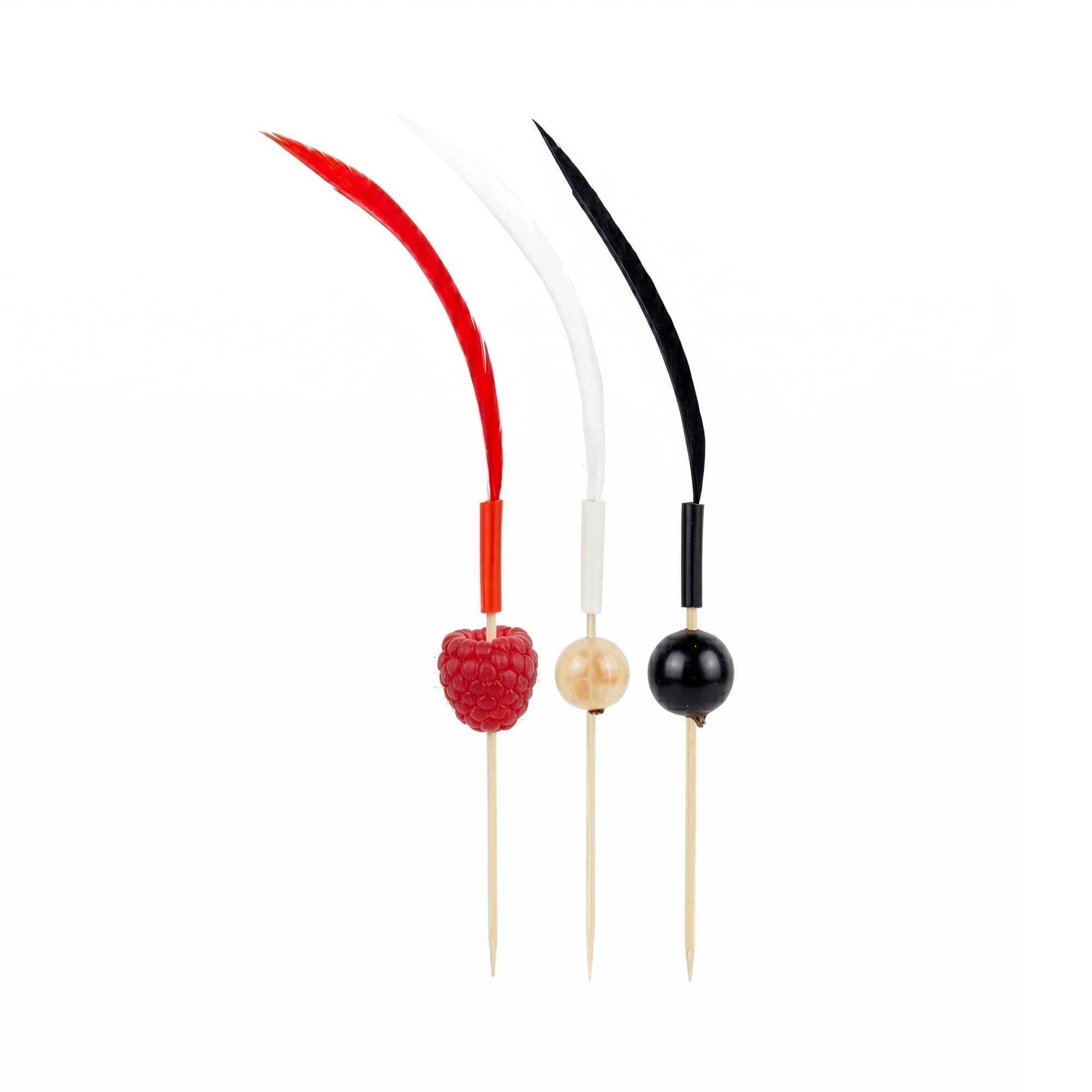 Pixy Assorted Bamboo Quill Feather Skewer - 6" - 500 count box
